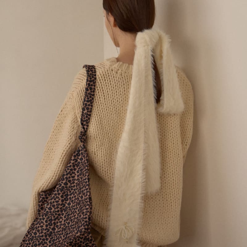 leterie ANGORA RIBBON MUFFLER_WHITE