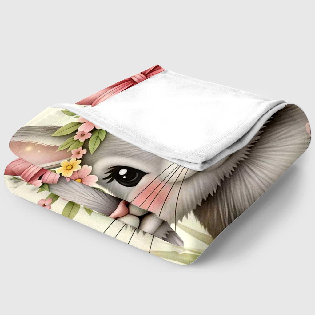 Happy Easter Thin Flannel Blanket for Bedrooms,Living Rooms,Sofas Blankets,Lunch Breaks,Picnics,blankets Fluffy Blanket