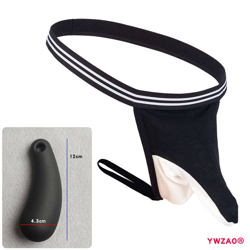 YWZAO Insertable Anal Plug Mens Underwear Thong Separate Pouch Design Black N28