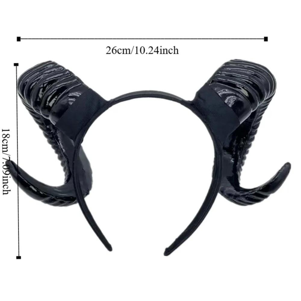 Artificial Black Demon Horn Headwear Gothic Reusable Halloween Devil Headband Realistic Unisex Goat Horn Hair Hoop Adults