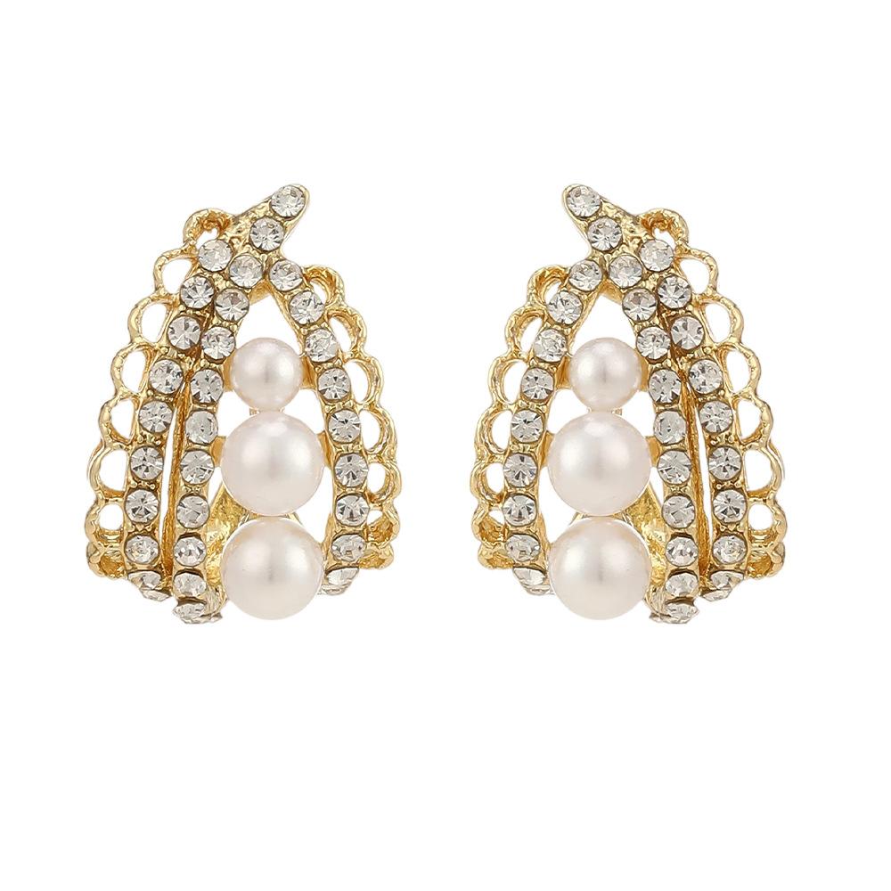 French Design Lace Skirt Pearl Stud Earrings Niche High-End Light Luxury Fashion Earrings Unique Personality Earrings
