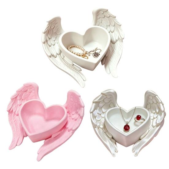 Engelenvleugel Sieradenbakje 3D Geprint Hart Ringhouder Schaal Kleine Decoratie Organizer Kom voor Ringen Oorbellen Kettingen