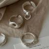 PANJBJ 925 Silver Frosting Geometry Ring for Women Wide Texture Versatile Handmade Ins Jewelry Gift