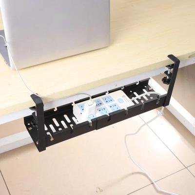 Gestion des câbles extensible sous le bureau, chemin de câbles en métal sous le bureau avec pince, support de cordon rétractable pour multiprise, sans perçage
