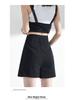Women's Black Denim High-Waist A-Line Shorts - Spring 2026, Slimming, Plus Size, Trendy, Loose Fit.