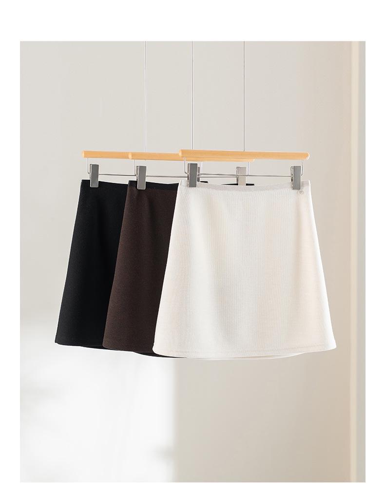 Rong Tai Vinegar Fiber Wool High-Waisted A-Line Mini Skirt - Elegant & Slimming for Petite Figures
