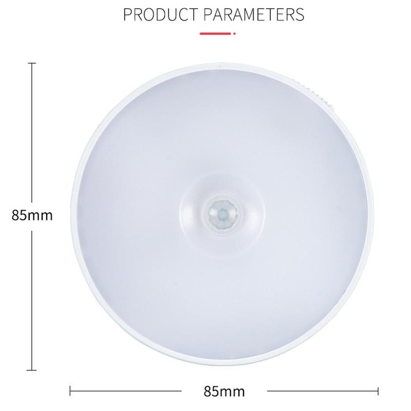 Motion Sensor Light Led USB NightLights Round Chargeable Lamp for Bedroom Kitchen Stair Hallway Wardrobe Cupboard Lighting KTY