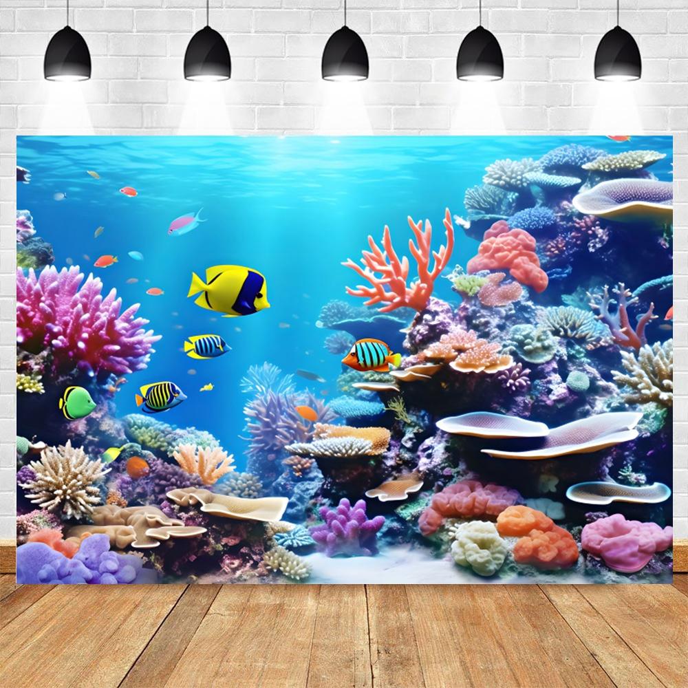 Underwater World Backgrounds for Photographs Ocean Fish Coral Fish Tank Decor Aquarium Scene Portrait Backdrop Shooting Props