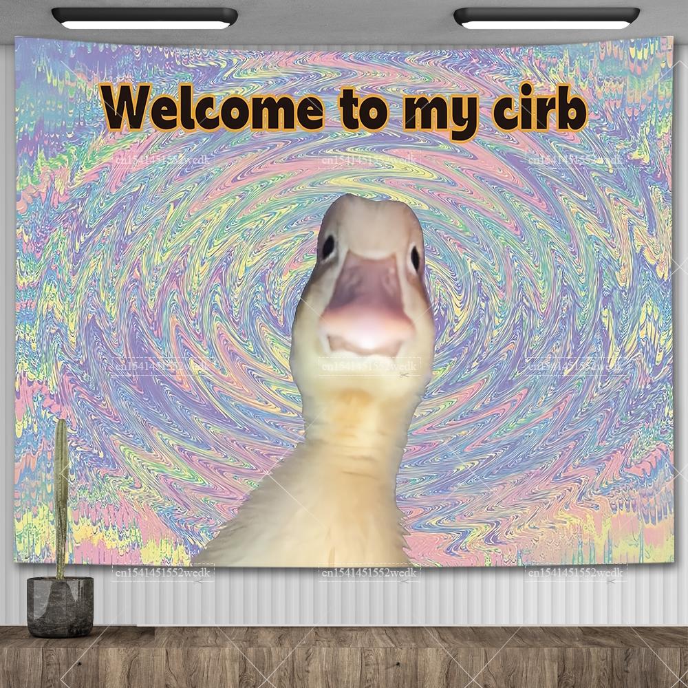 Welcome To My Crib Flag Duck Meme Tapestry For Bedroom Shawty Like A Melody Wall Hanging Tapestry Aesthetic Room Decor Wallpaers