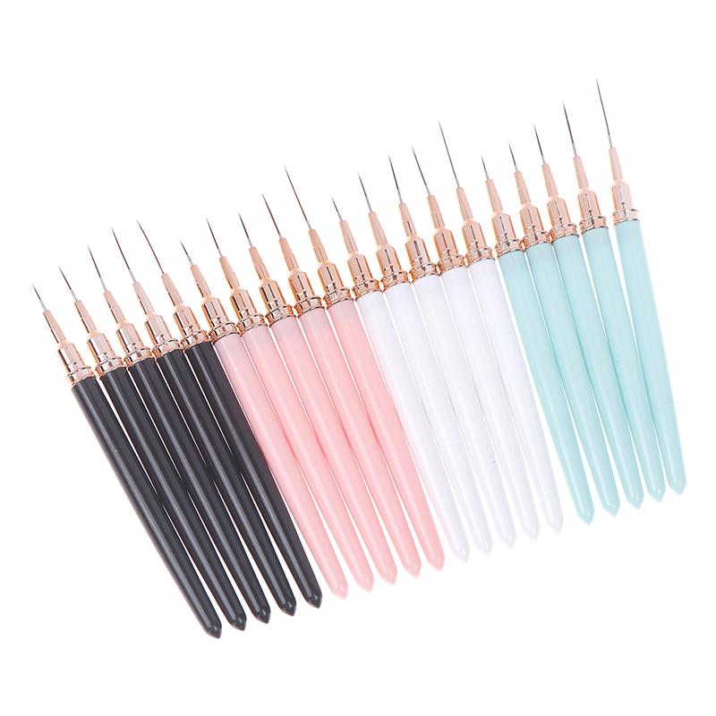 1/5Pcs 7/9/11/15/25Mm Nail Liner Brush Set Drawing Lines Stripe Painting Flower Pen Nail Art Manicure Metal Handle
