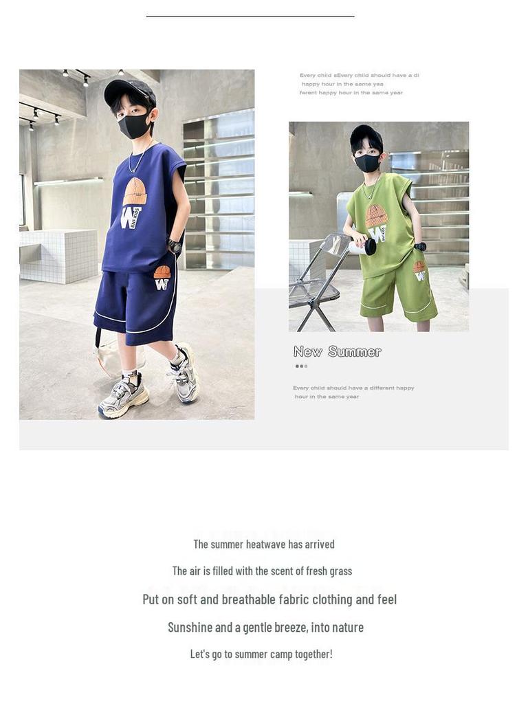 Boys' 2025 Summer Two-Piece Outfit: Cool, Lightweight, Short Sleeves for Kids