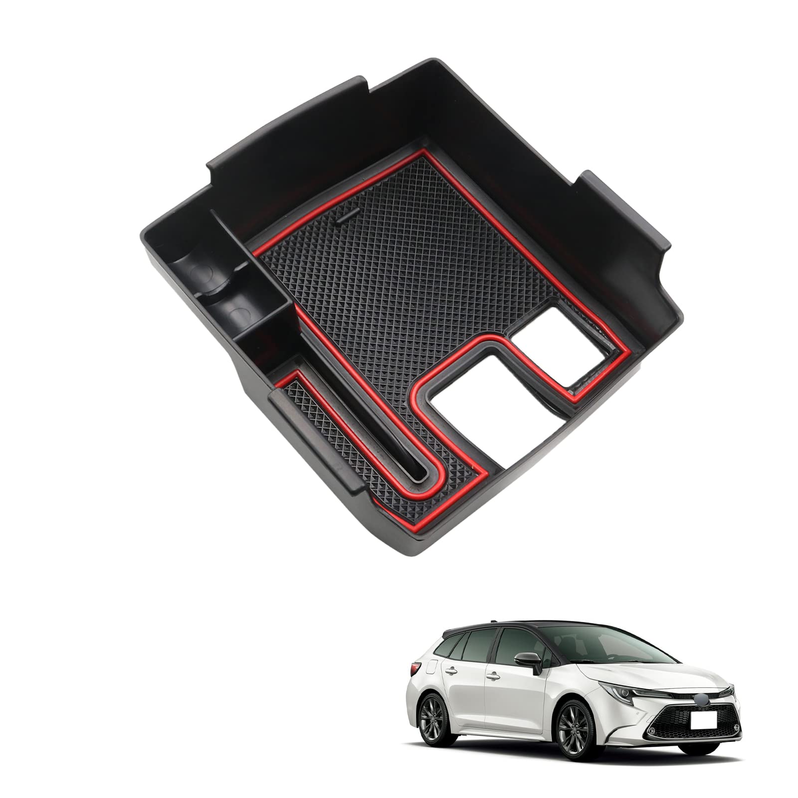 

HUAHAO Console Center Console Accessory Organizer for 2021 Toyota Corolla Cross and Corolla ABS USB No Interior Custom Parts for Drive Box, Tray,