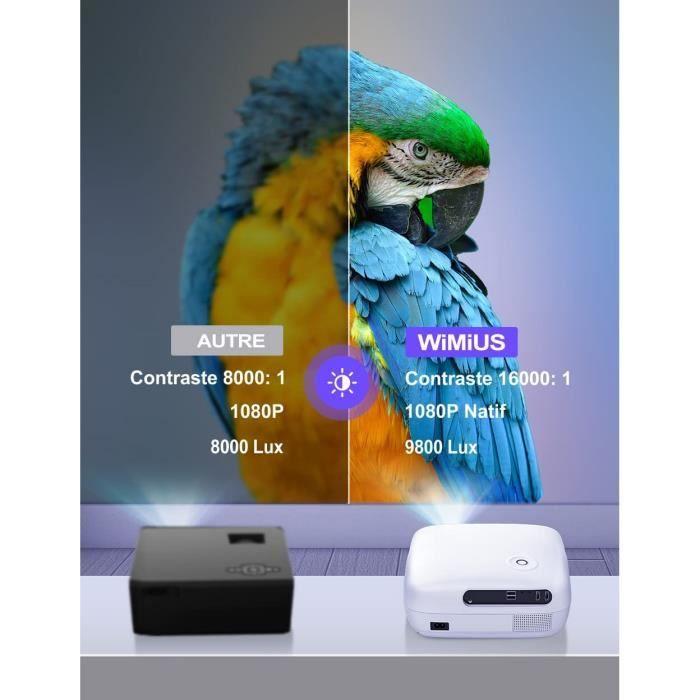 Vidéoprojecteur 5G WiFi Bluetooth Full HD 1080P, 9800 Lumens WiMiUS Projecteur 4K Supporté Correction Trapézoïdale 6D Auto Avec 4