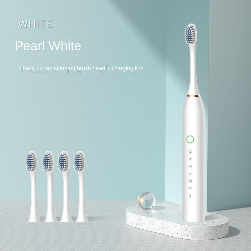 

Soft Bristled Electric Toothbrush For Adult Household Use, 18 Speed Metal Shaft USB Charging Toothbrush білий