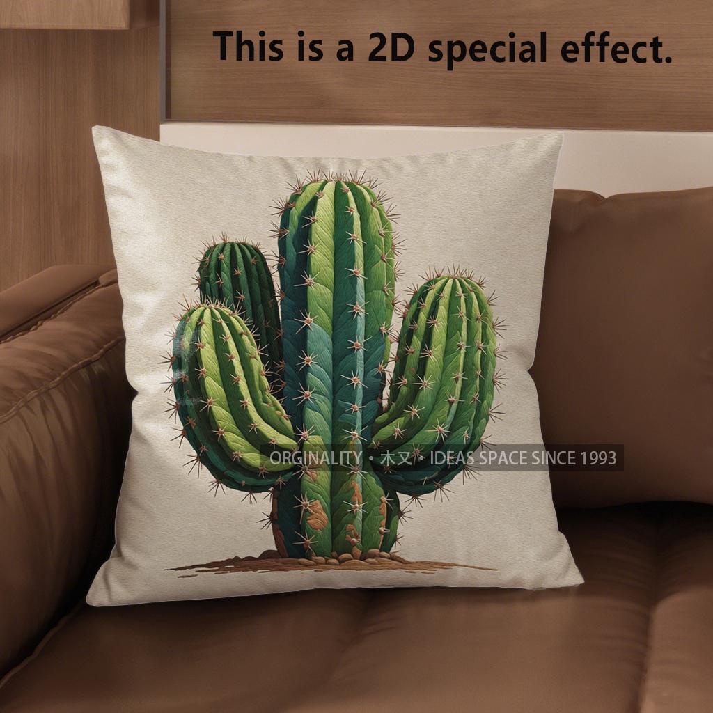 2D Boho Kaktus Druck Überwurf Kissenbezüge Muster Kissenbezug Geeignet für Sofa Schlafzimmer Auto Kissenbezug