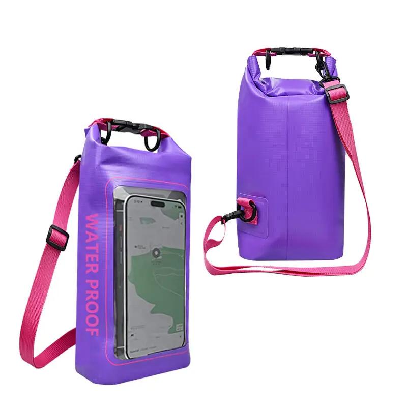 2L Schwimm-Trockentasche Touchscreen Outdoor Wasserdicht Schulter Kajak Trekking Strand Treiben PVC Pack Rafting Surfen Bootfahren Tasche