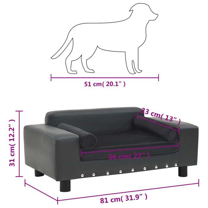 Canapé pour animal de compagnie - vidaXL - Gris foncé - 81x43x31 cm - Similicuir - Peluche douce