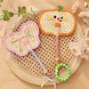 Cartoon Handmade Weaving Fan Bear Butterfly Dog Pumpkin Shell Mango Shape Woven Hand Fan Summer Handheld Cooling Fan Decoration