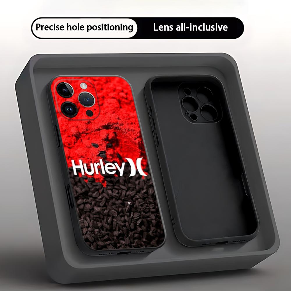 Hot Brand Hurley Phone Case For iPhone 17 16 e 15 14 13 12 11 XS XR Plus Mini Pro Max Soft black Shockproof Cover