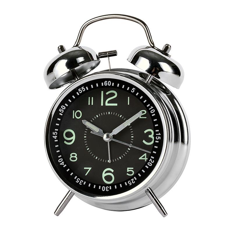 

Высококлассный металлический будильник с колокольчиком, креативный светящийся будильник с плавным ходом секундной стрелки, студенческие часы 4 inches.