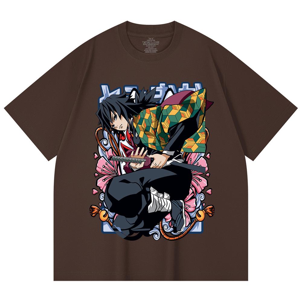 230 Gsm 100% Cotton Demon Slayer V74 Tomioka Print Unisex Heavy Cotton T Shirt