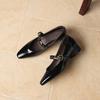 Krazing Pot Genuine Leather Square Toe Low Heels Summer Shoes Big Size 42 Buckle Straps Women Shallow Pumps