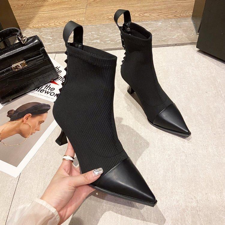 

Туфли-лодочки для вечеринок в стиле ретро с острым носком из искусственной кожи, эластичная хлопковая ткань, на молнии, для женщин 2024 года, новая мода, весна, Zapatos Mujer 39