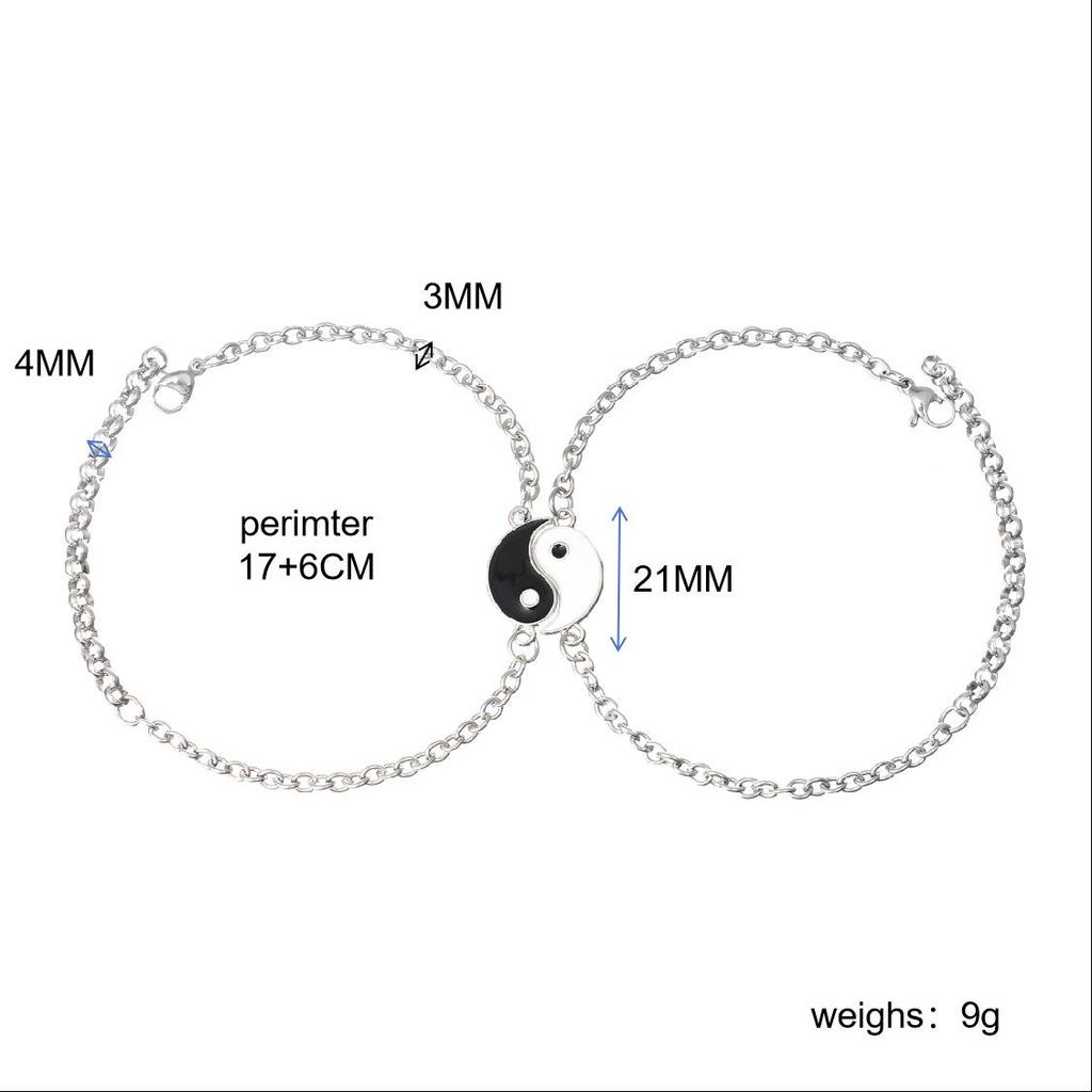 Yin-Yang Tai Chi Stainless Steel Couples Bracelets for Men and Women