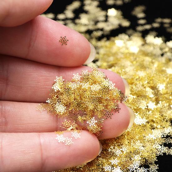 90Pcs/Set Nail Flake Snowflake Effect Non-Fading ABS Gold Color Art Decoration Mixed DIY