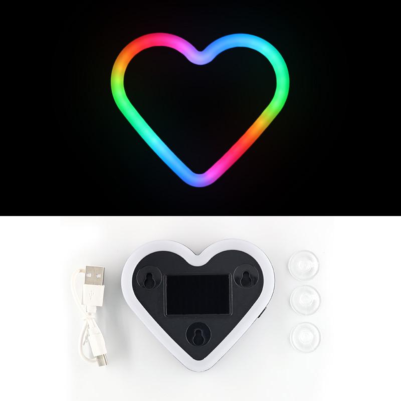 

SEAMETAL GRB LED Car Window Ambient Lamp Solar Energy Wiring Free Glowing Heart Atmosphere Neon Light Car Interior Decoration Accessories 1PC разноцветный