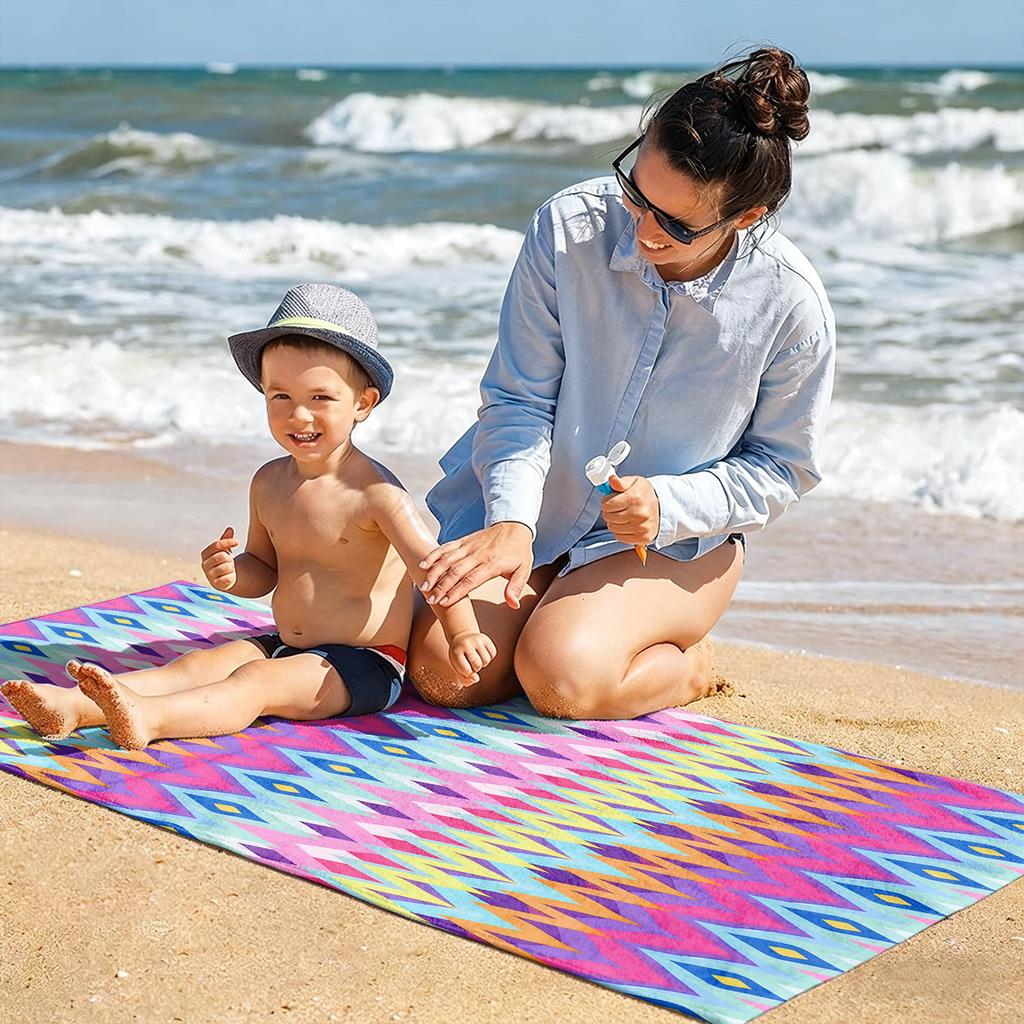 1PC Beach Towel Corlorful Diamond pattern Perfect gifts Birthday gift Quick-Dry Towel For Bath Yoga Tourism Camping Swimming