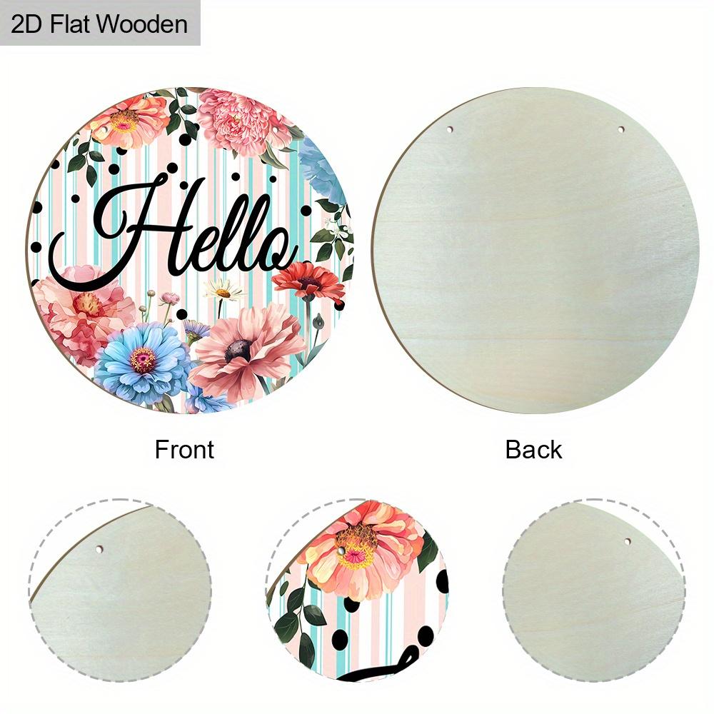 2D Flat Hello Wooden Sign with Chrysanthemum Pattern - Charming Decorative Plaque - Ideal for Home, Office, Yard Decor