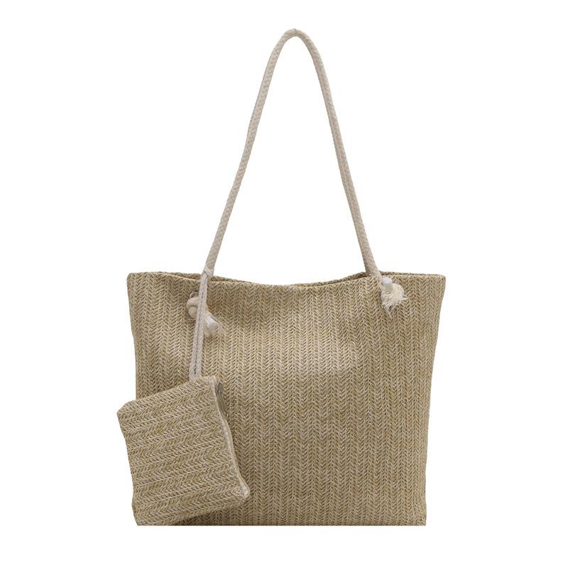 New Trendy Women's Bag Straw Woven Lace One-shoulder Tote Bag for Women Fresh and Literary Knitted Handbags for Women
