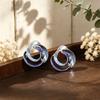 Hot-selling round hollow gradual change round ring hand-painted enamel colored stud earrings light luxury daily commuting versatile earrings
