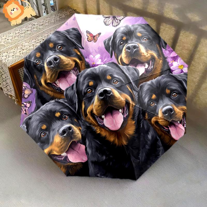 1 PC Automatic Folding Umbrella - Rottweiler Dogs Pattern, Portable & Foldable Design with 8 Ribs, Christmas Birthday Gifts