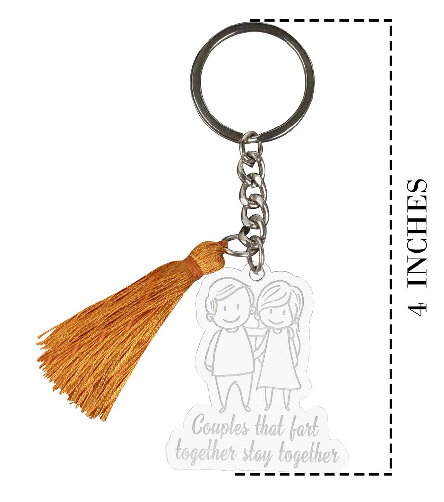 Inkdotpot Funny Keychain Couples That Fart Together Stay Together Acrylic Engraved Keychain Funny Couples Keyring Novelty