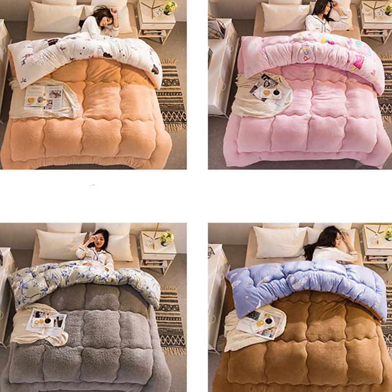 Verdickte Winterdecke aus Lammwolle, doppelte Steppdecke, warme Steppdecke, Einzelbettdecke für Studentenwohnheime