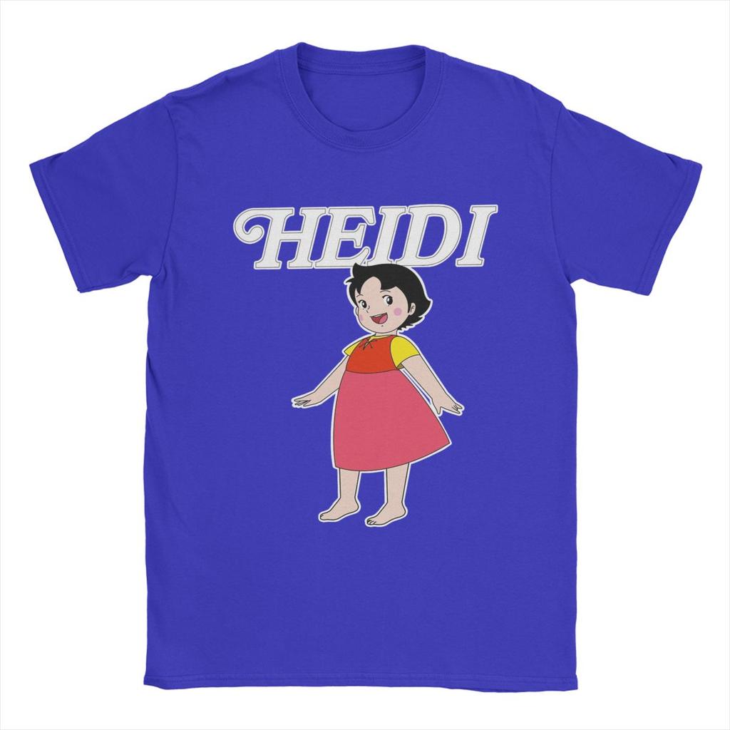 Freizeit Cartoon Heidi T-Shirts für Herren O-Ausschnitt 100% Baumwoll T-Shirt Kurzarm T-Shirt Übergröße Kleidung