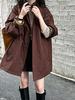 Luxi Women's 2024 Autumn Slimming Trench Coat with Stand Collar & Drawstring
