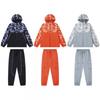 Completo Jogger con Felpa con Cappuccio e Patchwork Camo da Uomo Streetwear Autunno 2025 Casual Misto Cotone