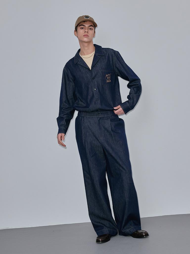 LUVM Wide Long Pants For Men_Navy