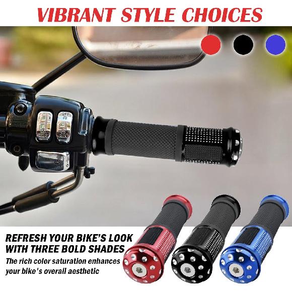 2PCS Motorcycle Grips Non-Slip,Stylish 1" & 7/8" Handlebar Grips,Aluminum Alloy & Rubber Dirt Bike Grip Motorcycle Accessories for Motorcycles