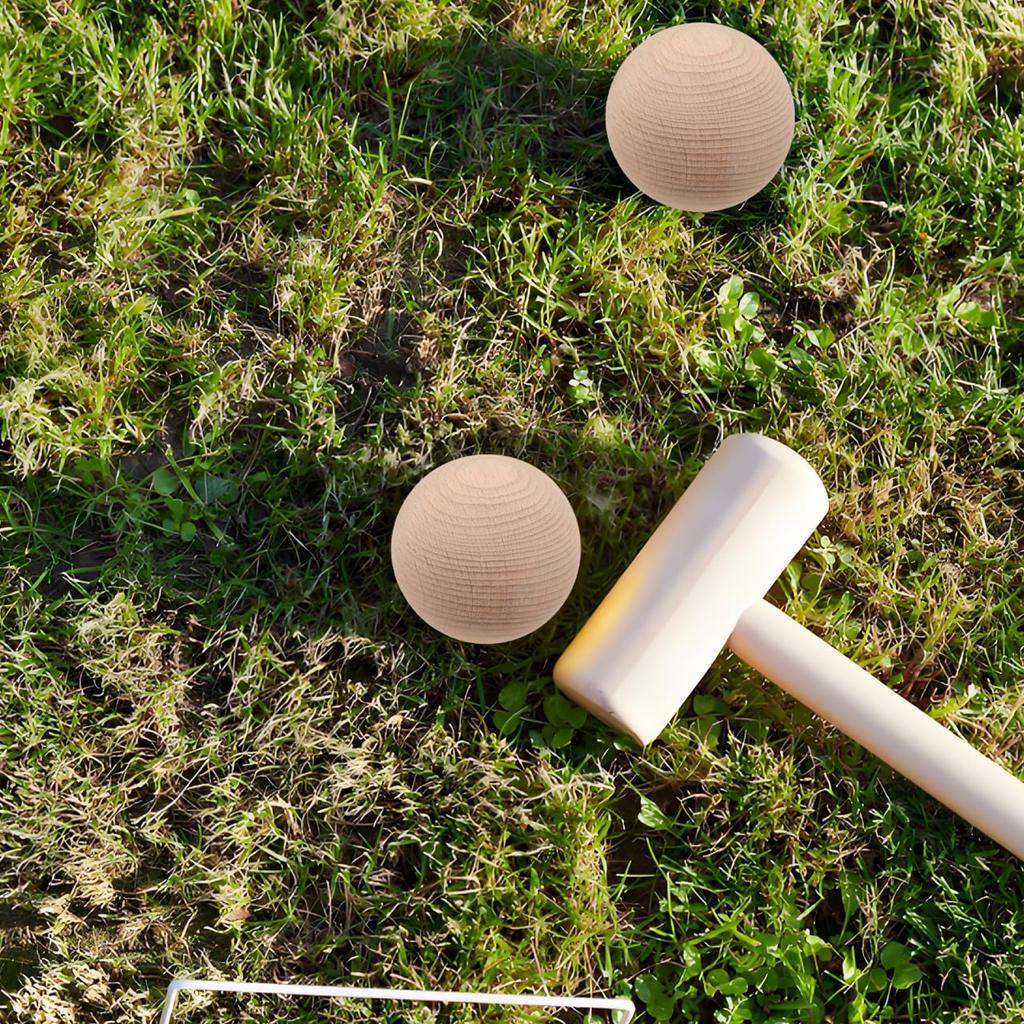 CALLARON Beech Wood Golf Practice Set of for Croquet and Outdoor Lawn and Backyard Activities for Families and Kids Balls, 3, Bocce, Games,