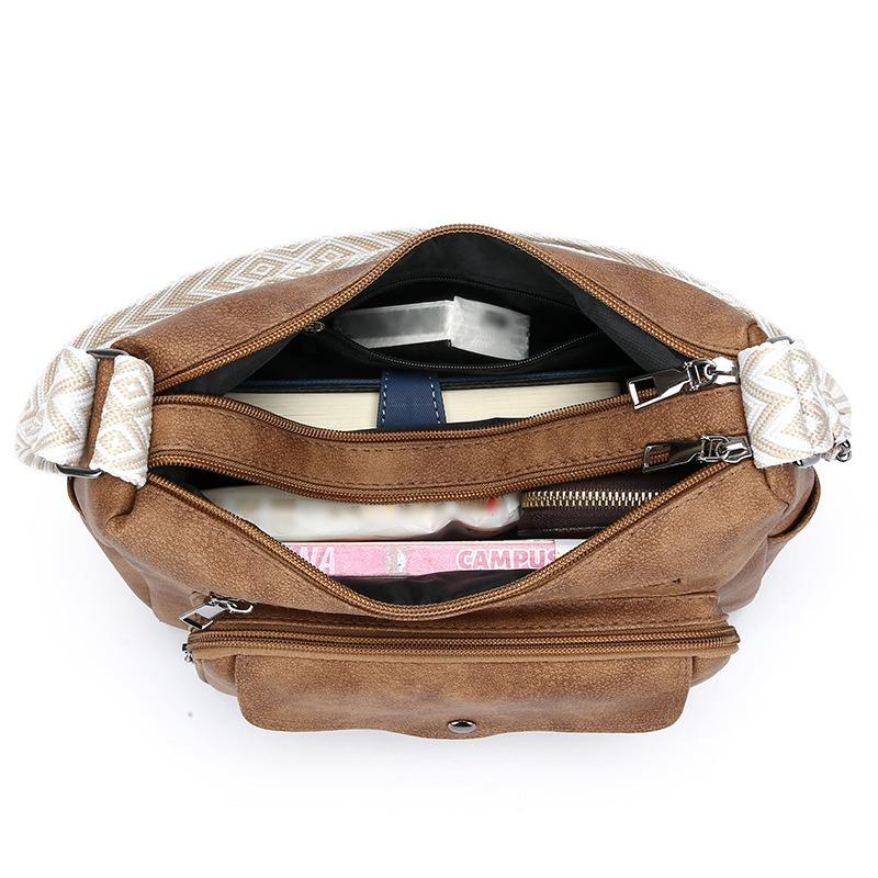 Retro Pu Soft Leather Bag Women's New Fashionable Large-capacity Multi-compartment Mother Bag Versatile Women's Messenger Bag