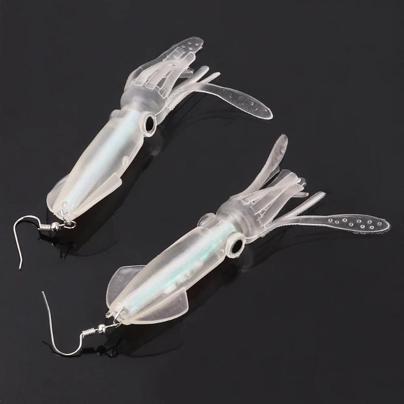 Noctilucence Color Tube Squid Drop Earrings for Women Giant Jelly Bionic Soft Lure Marine Animal Earring Fishing Lovers Gifts
