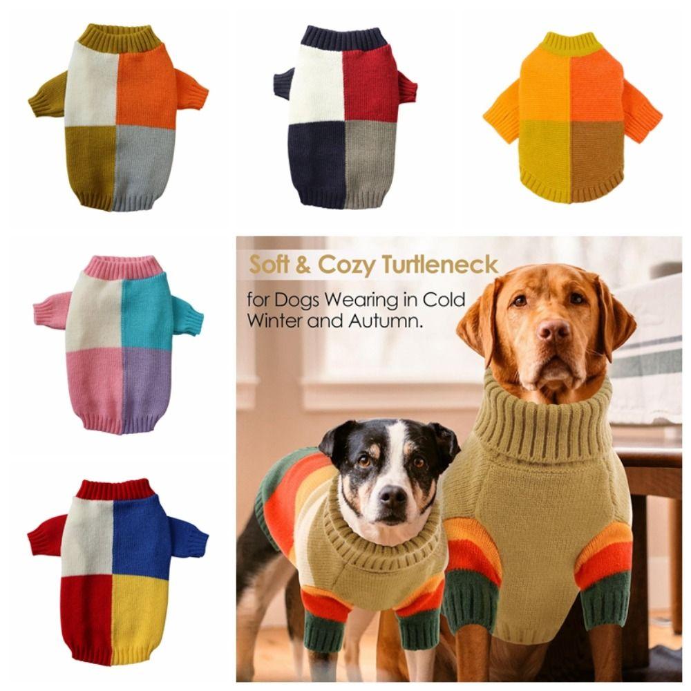 Warm Dog Sweater Plaid Patchwork Puppy Clothes New Pullover Small Medium Dogs