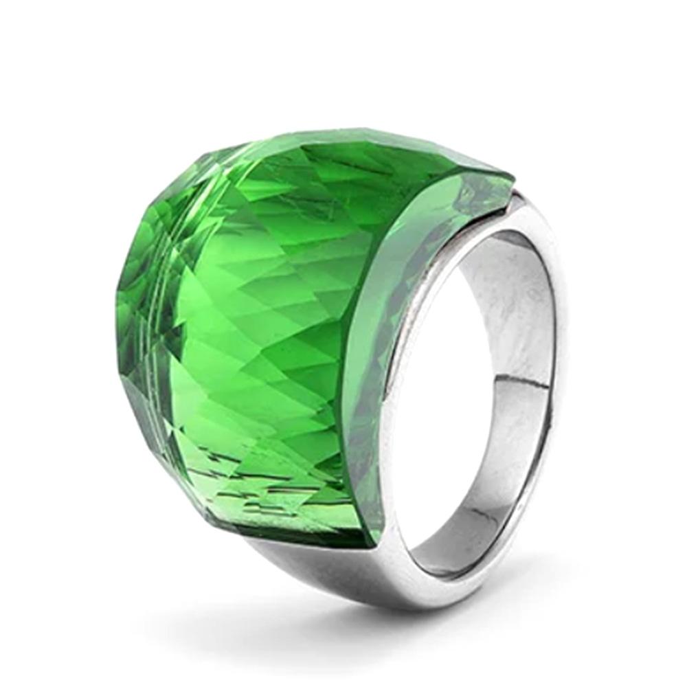 Titanium Steel Bold Gradient Ring Semi-Transparent Multi-Color Zircon Jewelry Edgy Stackable Everyday Accessories