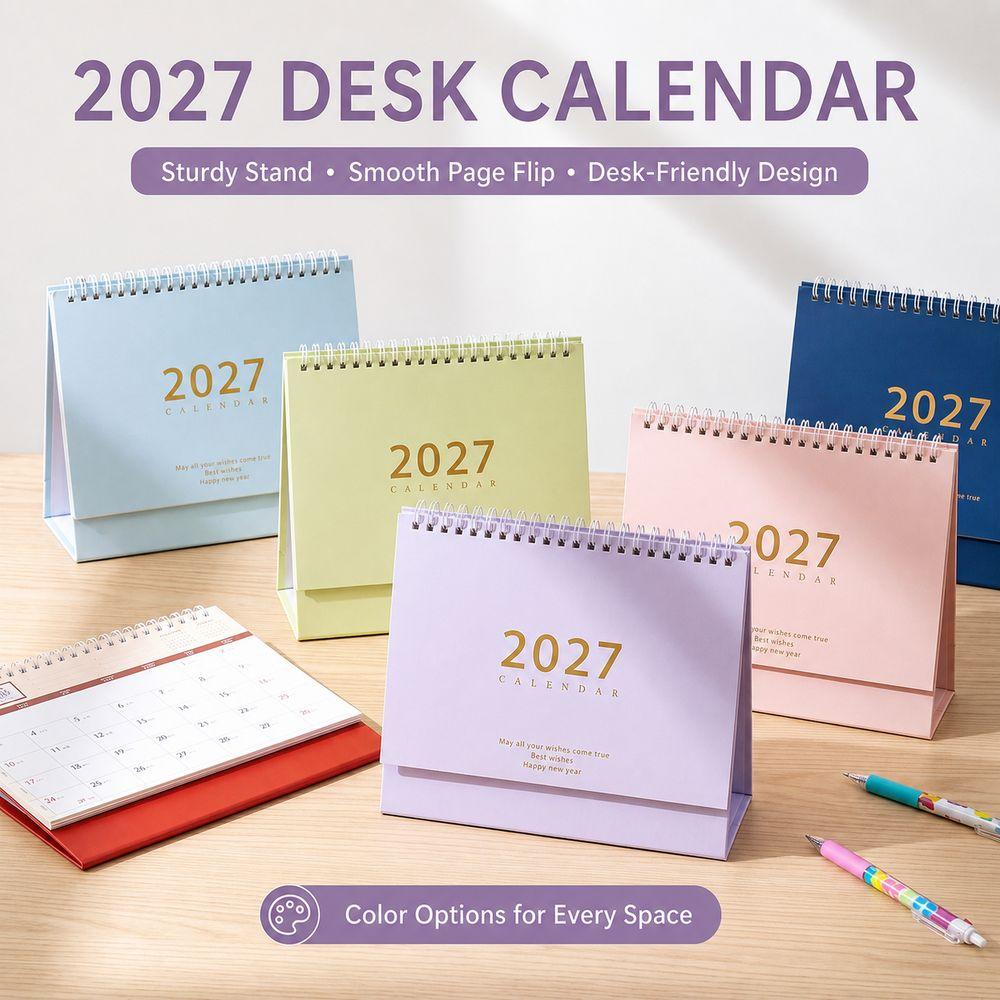 Tragbarer 2027 Desktop Schreibtischkalender Faltbarer Akademischer Planer Bürobedarf