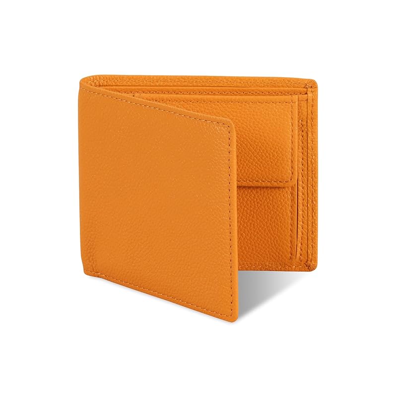 

[Business Leather Factory] Bi-fold wallet (with coin purse) Water repellent original leather cow leather unisex 6 pockets Thin (Maple Yellow)