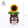 Funny Positive Crochet Cat Flower Doll Desktop Ornament Handmade Cheer Emotional Support Positive Cat With Card Home Party Decor